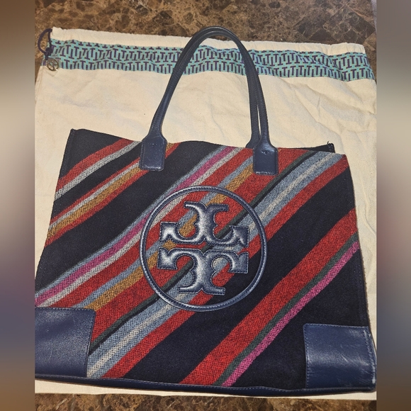 Handbags - Striped Tote Bag with Logo